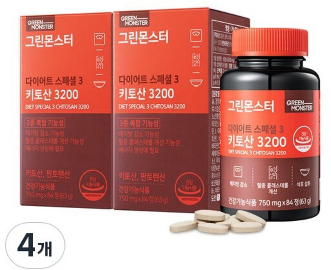 GREEN MONSTER Diet Special 3幾丁聚醣3200補充錠, 84顆, 4盒