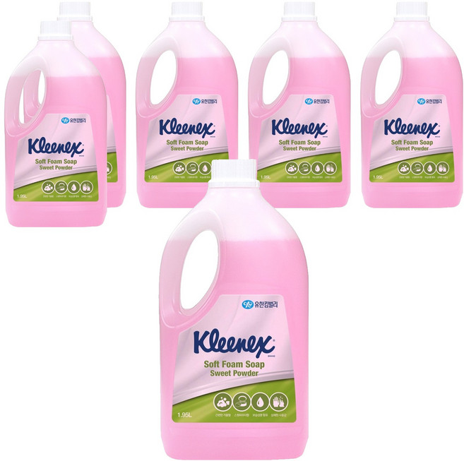 크리넥스 소프트 폼 솝 스윗파우더향, 1.95L, 6개