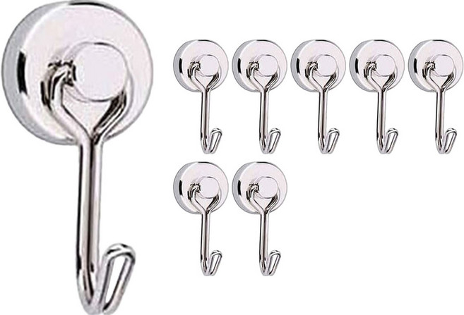 플라카 360도 회전형 자석 고리 후크 16mm, 실버, 8개