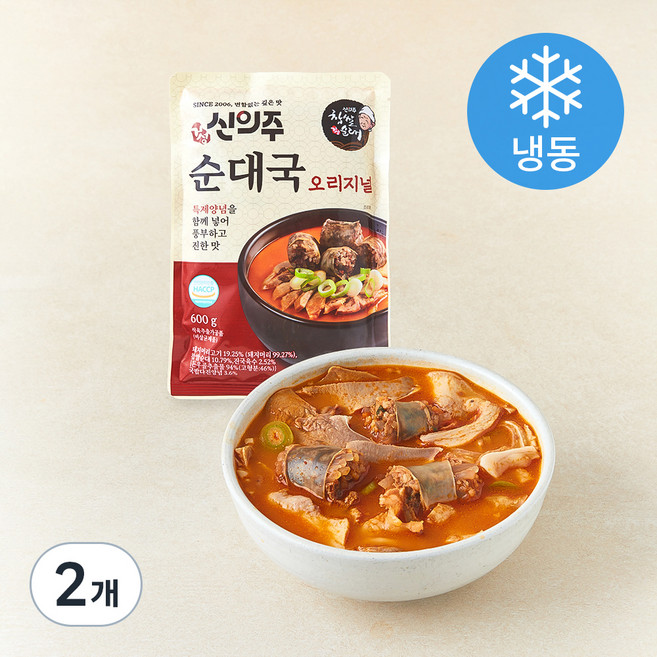신의주 찹쌀순대국 오리지널 (냉동), 600g, 2개