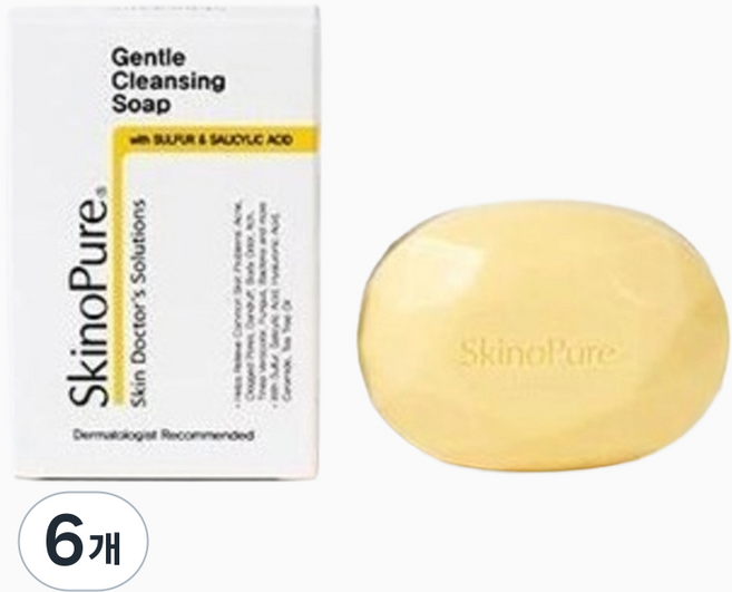 스키노퓨어 피지 민감성 보습 유황 젠틀 클렌징 비누, 100g, 6개입