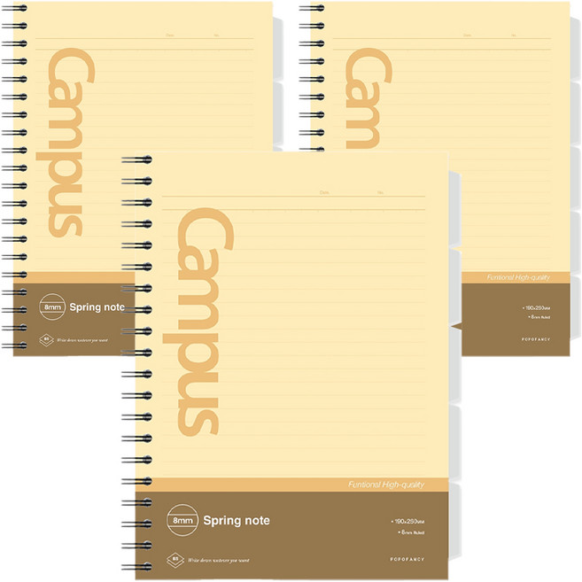 포포팬시 10000 캠퍼스 PP 인덱스 노트, 옐로우, 3개