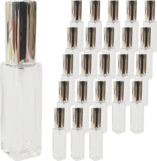 ABM 유리 향수공병 10ml, 실버 + 투명, 24개