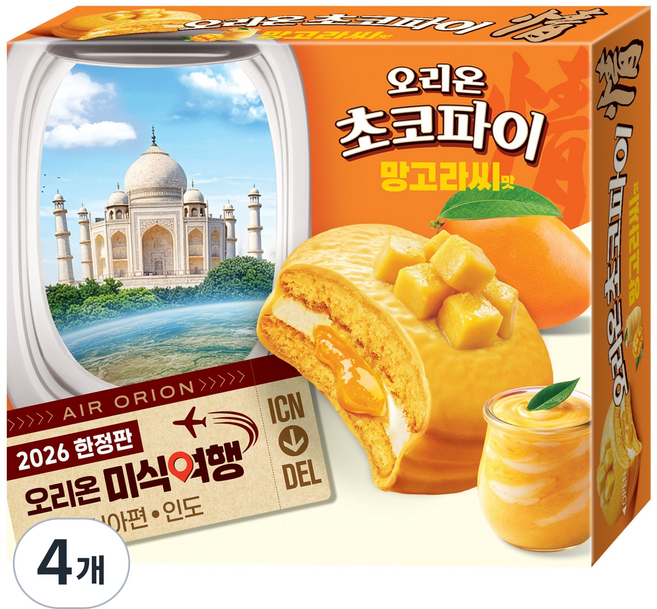 오리온초코파이 망고라씨맛 12p, 4개, 408g