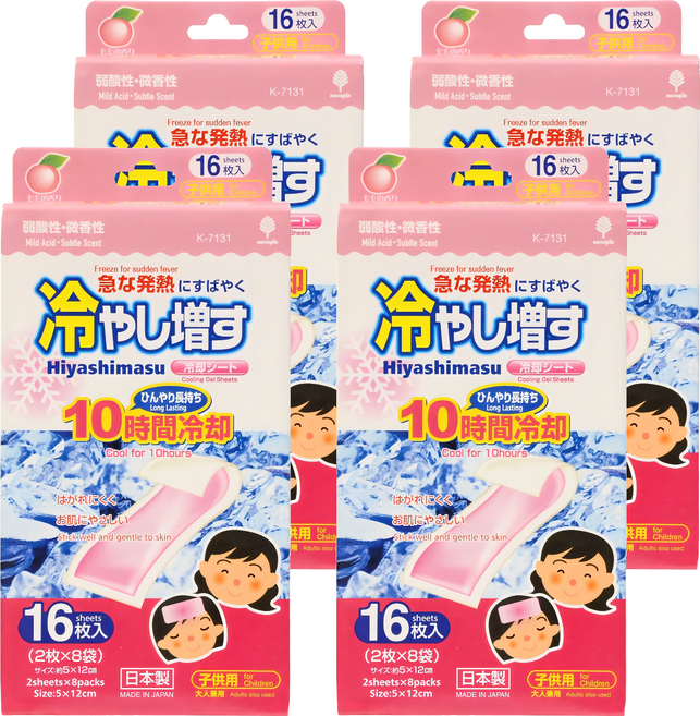 노보핀 코쿠보 열 냉각시트 어린이용 복숭아향, 16개입, 4개