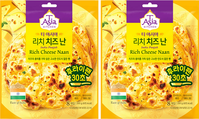 T Asia KITCHEN 濃鬱起司印度烤餅 8片, 200g, 2個