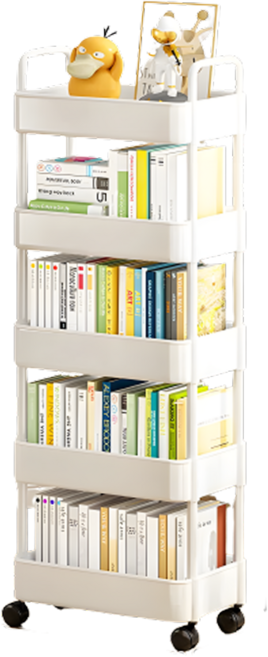리브온 틈새 수납 정리대 트롤리 + 바퀴 + 걸이 + 스티커 36 x 24 x 125 cm, 화이트, 5단