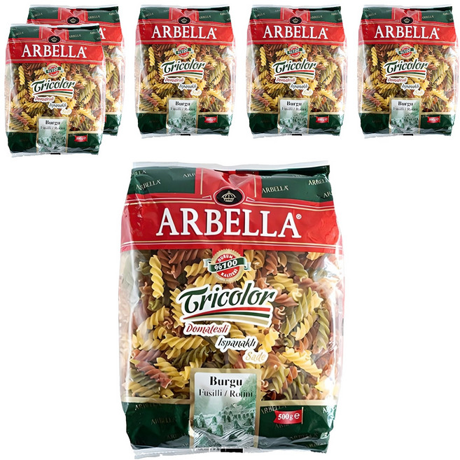 아르벨라 듀럼기다 삼색 푸질리 파스타면, 6개, 500g
