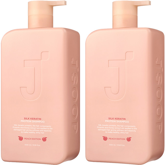 제이숲 실크 케라틴 단백질 샴푸 피치 에디션 복숭아향, 1L, 2개