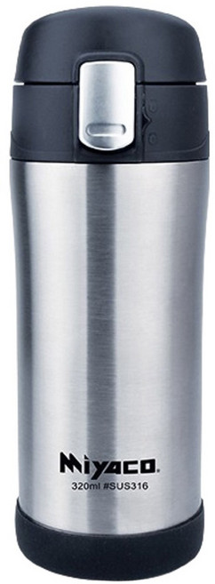 Miyaco 米雅可 典雅316真空彈跳杯 320ml 一鍵開蓋 真空隔熱, 不銹鋼, 1個
