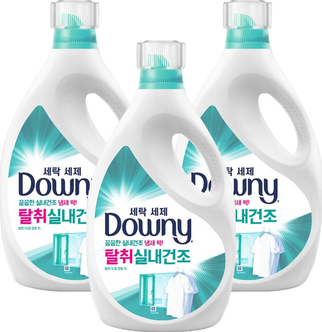 다우니 탈취 실내건조 자스민향 세탁세제 본품, 3L, 3개