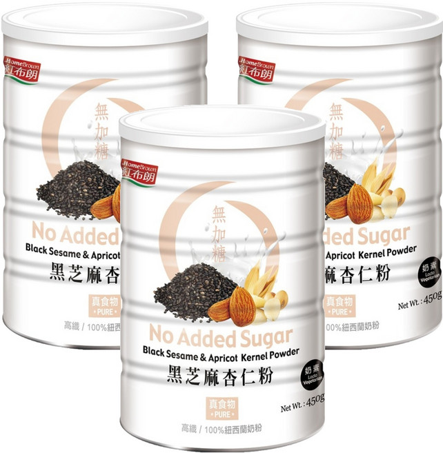 HomeBrown 紅布朗 黑芝麻杏仁粉, 450g, 3罐