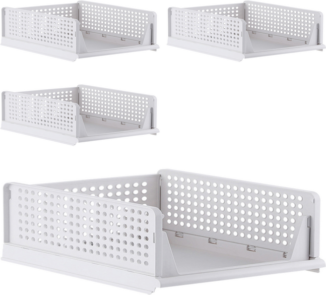 존글로벌 슬라이딩 컬러 리빙박스, 화이트, 4개