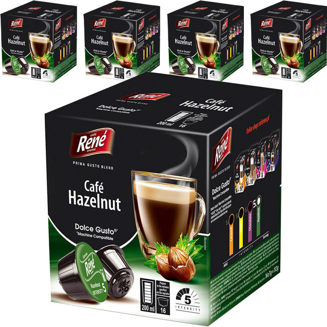 Rene 돌체구스토 호환 캡슐커피 헤이즐넛, 7g, 16개입, 5개