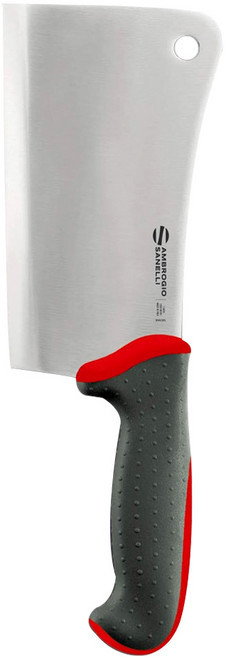 AMBROGIO SANELLI 山里尼 TECNA剁刀 599g 18cm 紅色 德國特殊不鏽鋼 高級SEBS手柄, 銀色 + 黑色 + 紅色, 1個