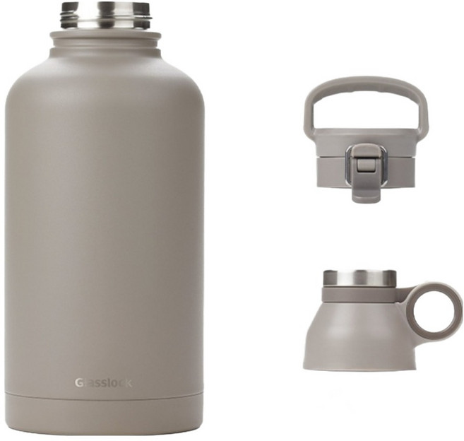 Glasslock Dual Lid雙替換蓋保溫瓶 B款, 1個, 沙漠灰, 1920ml