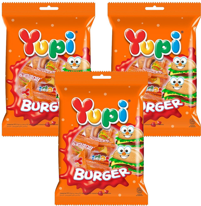 Yupi 漢堡QQ糖, 84g, 3袋