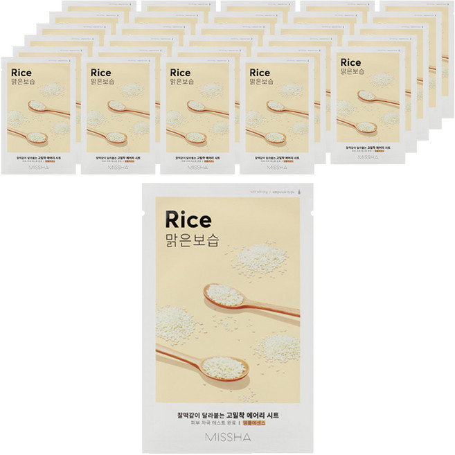 미샤 에어리 밀착 시트 마스크 쌀, 1개입, 100개