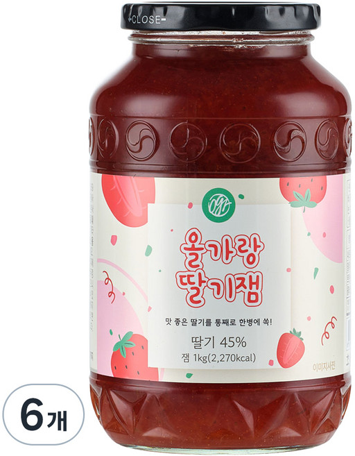 초록원 올가랑 딸기잼, 1kg, 6개