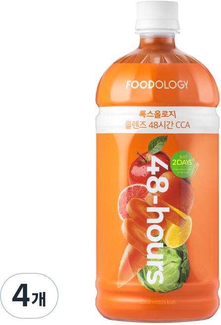 푸드올로지 톡스올로지 48시간 CCA 클렌즈주스, 1L, 4개