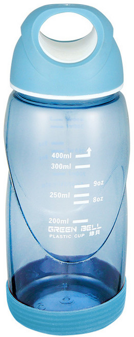 Green Bell 綠貝 防滑隨手杯 400ml 圓形提手 耐熱PC材質 耐摔 不漏水, 藍色, 1個