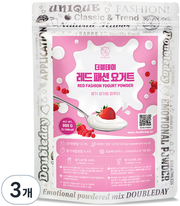 더블데이 레드패션 딸기 요거트 파우더, 800g, 3개