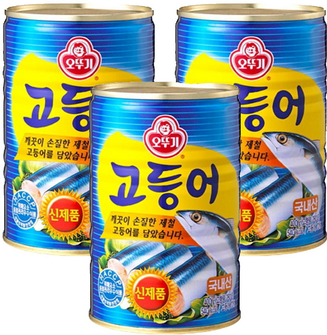 오뚜기 고등어 통조림, 3개, 400g