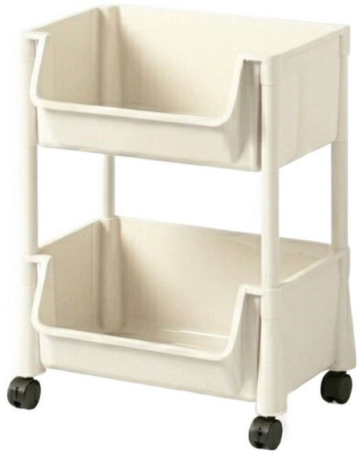 코코랜드 이동식 수납 트롤리 선반, 화이트, 2단