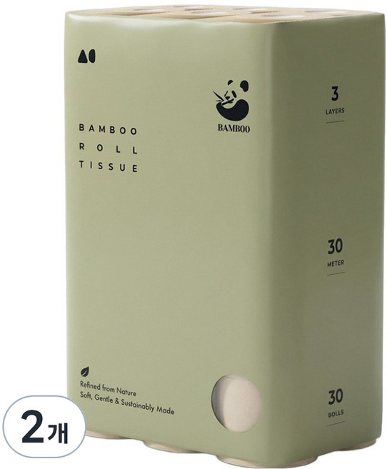 올챌린지 3겹 대나무펄프 화장지, 2개, 30롤, 30m
