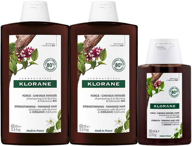 KLORANE 蔻蘿蘭 金雞納雪絨花養髮洗髮精 400ml 2瓶 + 100ml, 900ml, 1組