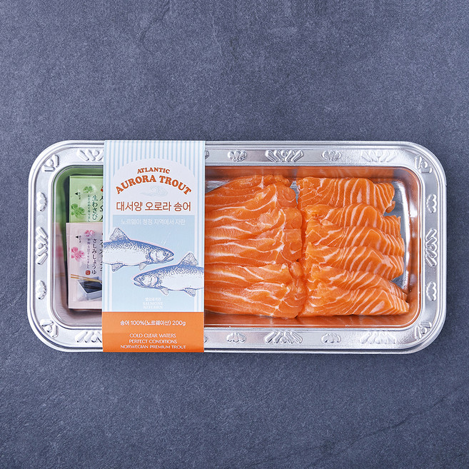 쌜모네키친 노르웨이산 대서양 오로라 송어 횟감용(냉장), 1개, 200g