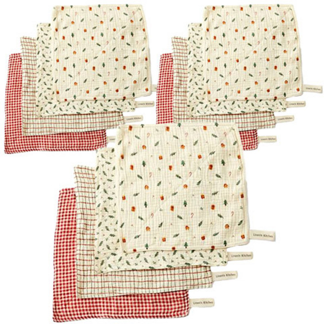 모던하우스 ON L 도톰한 4중지 살림 거즈행주 크리스마스 4종세트, 3세트