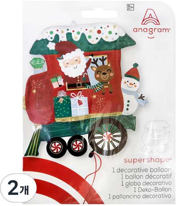 아나그램 은박풍선 크리스마스 익스프레스 트레인 슈퍼쉐입, 혼합색상, 2개