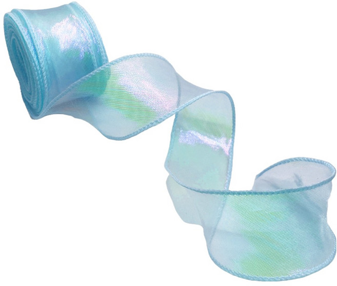 MAKE&HOBBY 歐根紗珍珠雪紡波浪緞帶, 1個, 9m, 幻影藍