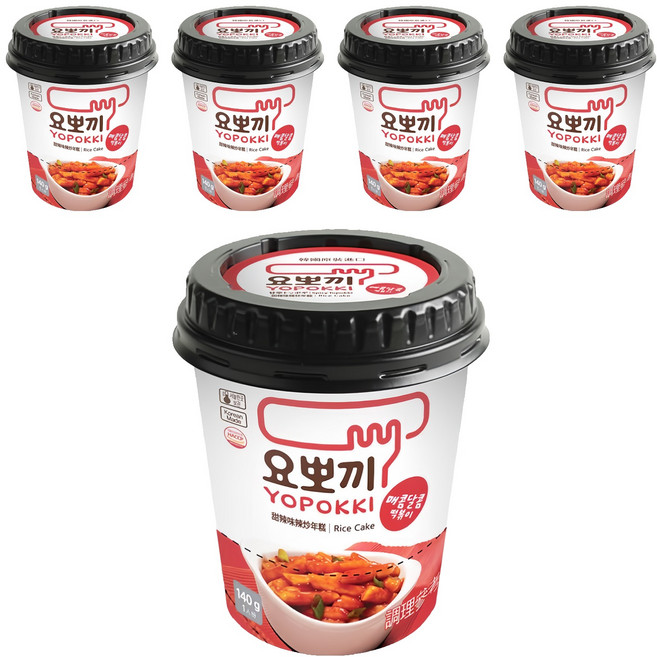 YOPOKKI 辣炒年糕杯 甜辣味, 140g, 5個