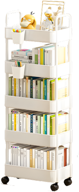 리브온 틈새 수납 정리대 트롤리 + 바퀴 + 걸이+ 스티커 + 걸이상자 2p 36 x 24 x 125 cm, 화이트, 5단