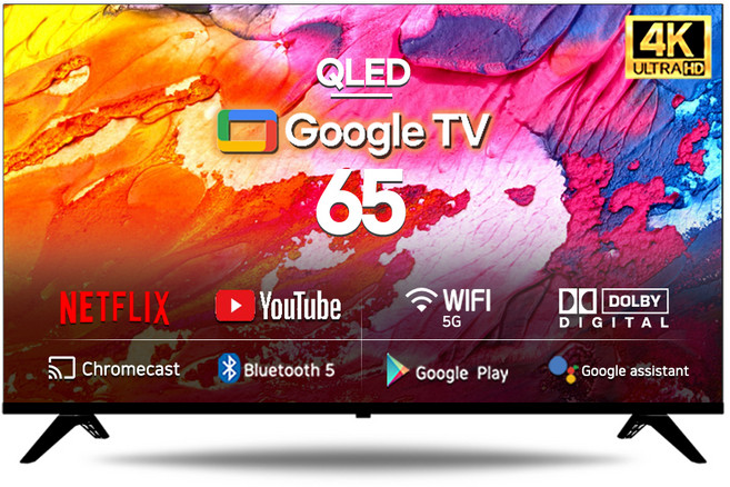 시티브 4K UHD QLED 구글 스마트 HDR TV, 164cm(65인치), GG6500SKQ PRO, 스탠드형, 방문설치