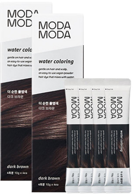 모다모다 더 순한 물염색제 4p, 다크브라운, 2개