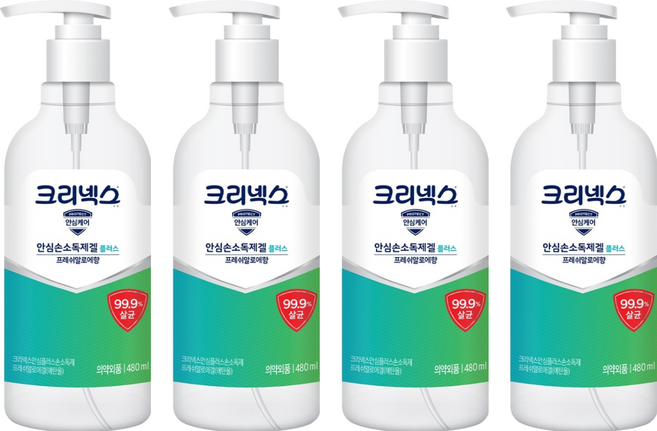 크리넥스 안심플러스 손소독제겔 프레쉬알로에향, 480ml, 4개