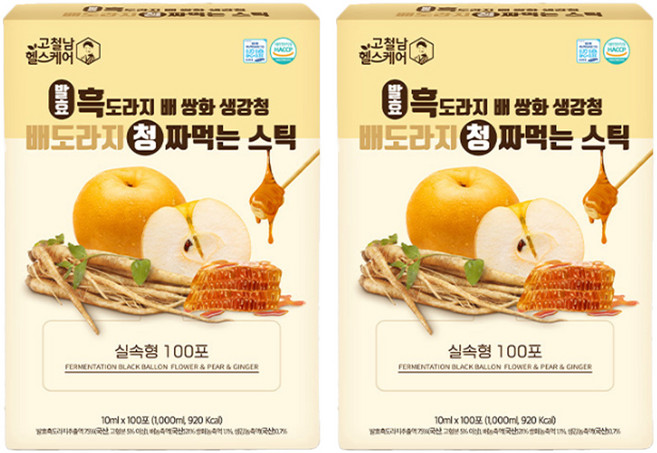 고철남헬스케어 발효 흑도라지 배 쌍화 생강청 짜먹는 실속형 스틱, 10ml, 200개