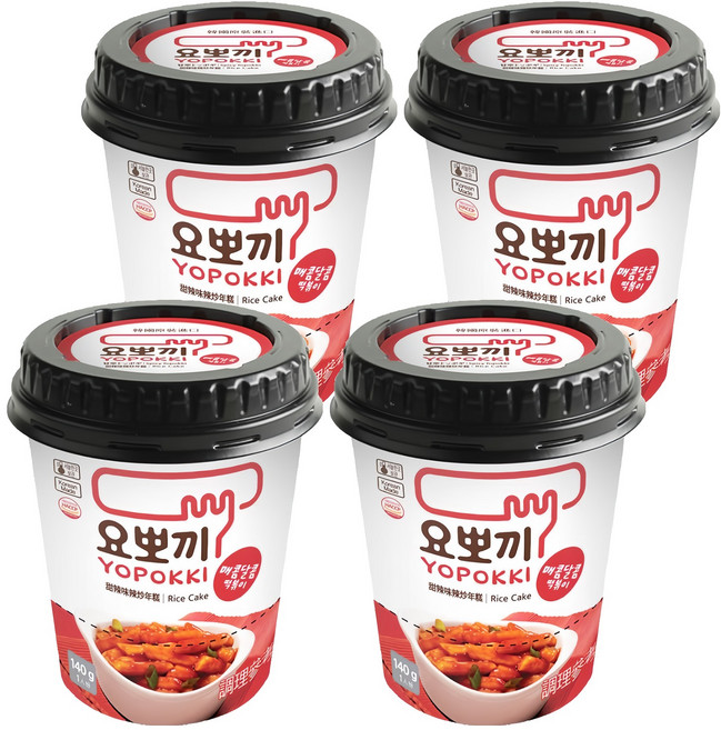 YOPOKKI 辣炒年糕杯 甜辣味, 140g, 4個