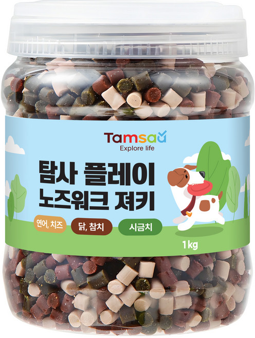 탐사 강아지 간식 플레이 노즈워크 말랑 져키 혼합맛 1kg, 1개, 1000g