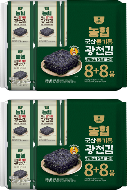 농협식품 들기름 광천김, 64g, 2개