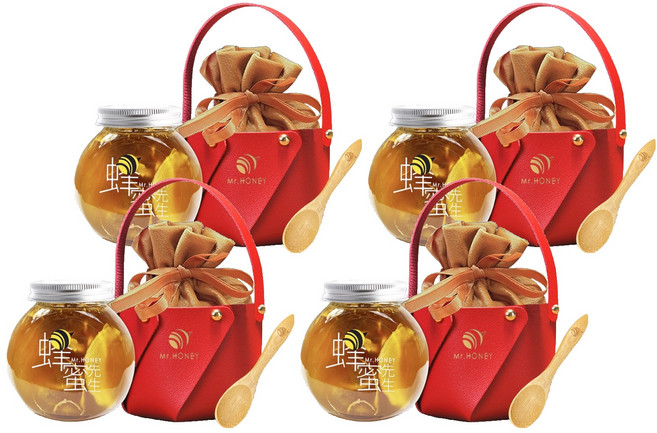 Mr.HONEY 蜂蜜先生 蜂蜜提籃組 蜂蜜漬竹薑, 240g, 4罐