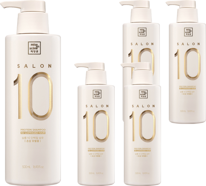 mise en scene 魅尚萱 Salon 10 蛋白質洗髮乳 受損髮質適用, 500ml, 5個