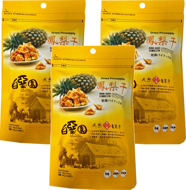 白堊園 金鑽鳳梨干, 120g, 3包