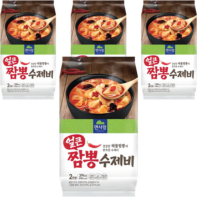 면사랑 2인용 얼큰 짬뽕 수제비, 394g, 4개