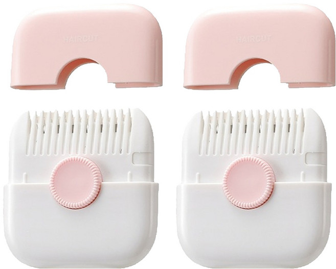 The해피앤 휴대용 셀프 앞머리 정리 다듬기 겸용 빗, 핑크, 2개