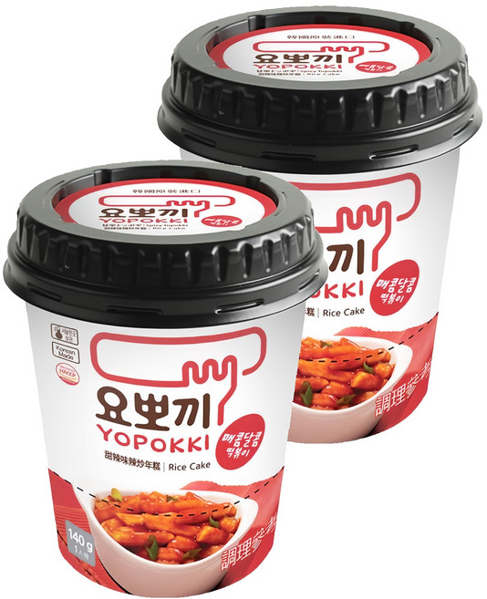 YOPOKKI 辣炒年糕杯 甜辣味, 140g, 2個
