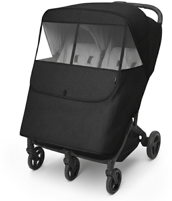 마니또 시력보호 멜란지 트윈 유모차 방풍커버, Black, 1개